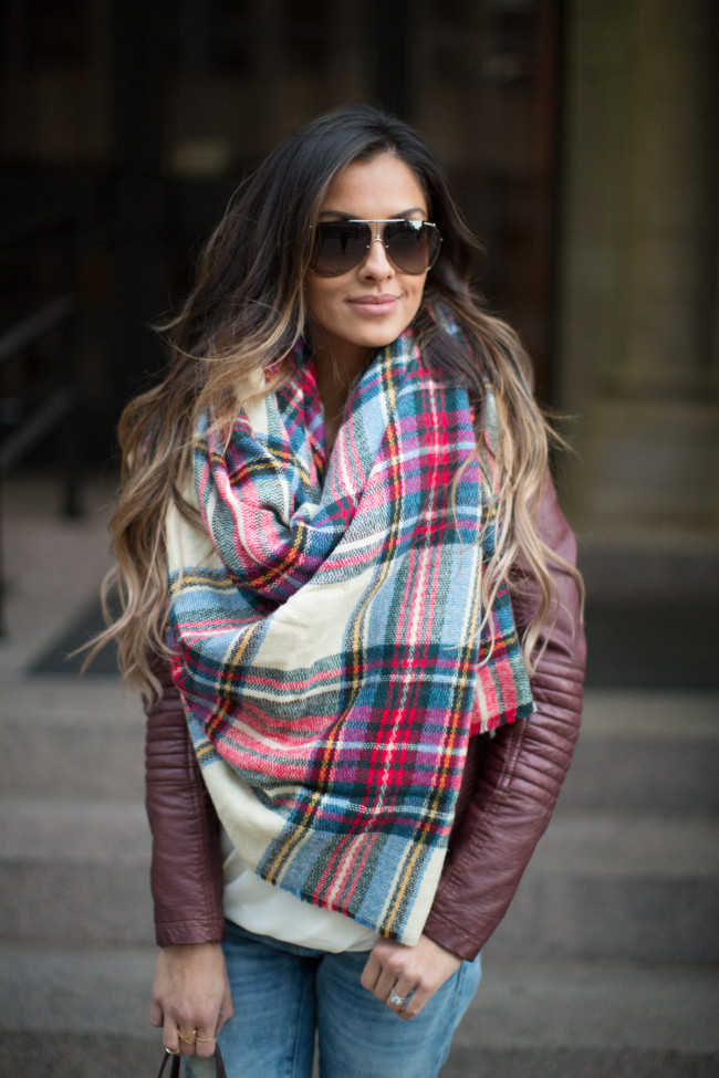 Red And White Blanket Scarf