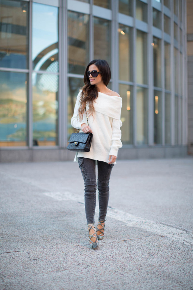 Fall fashion off the shoulder