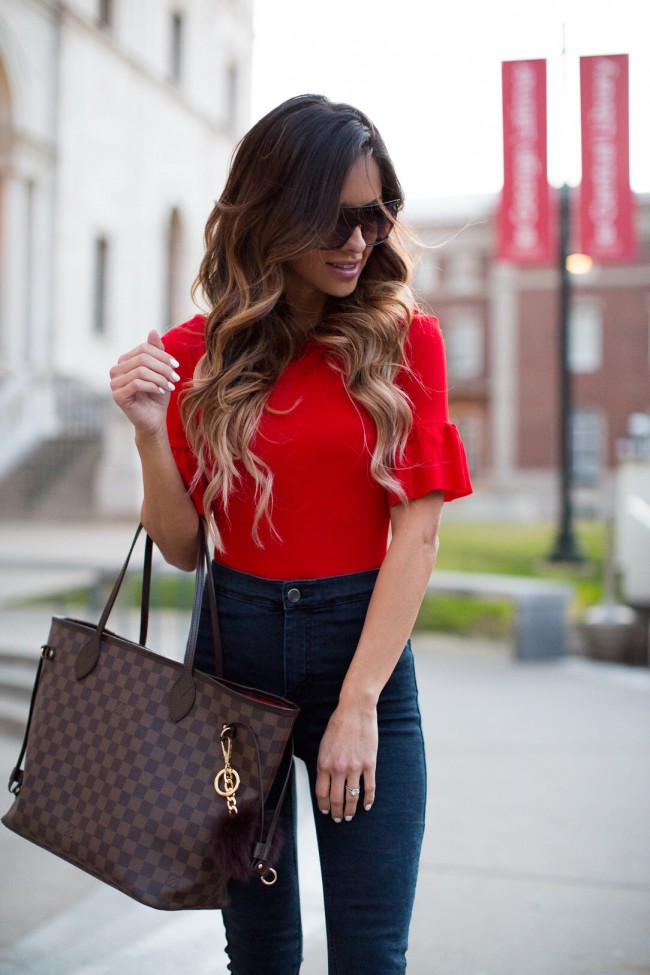 Red Bodysuit Fashion Blogger