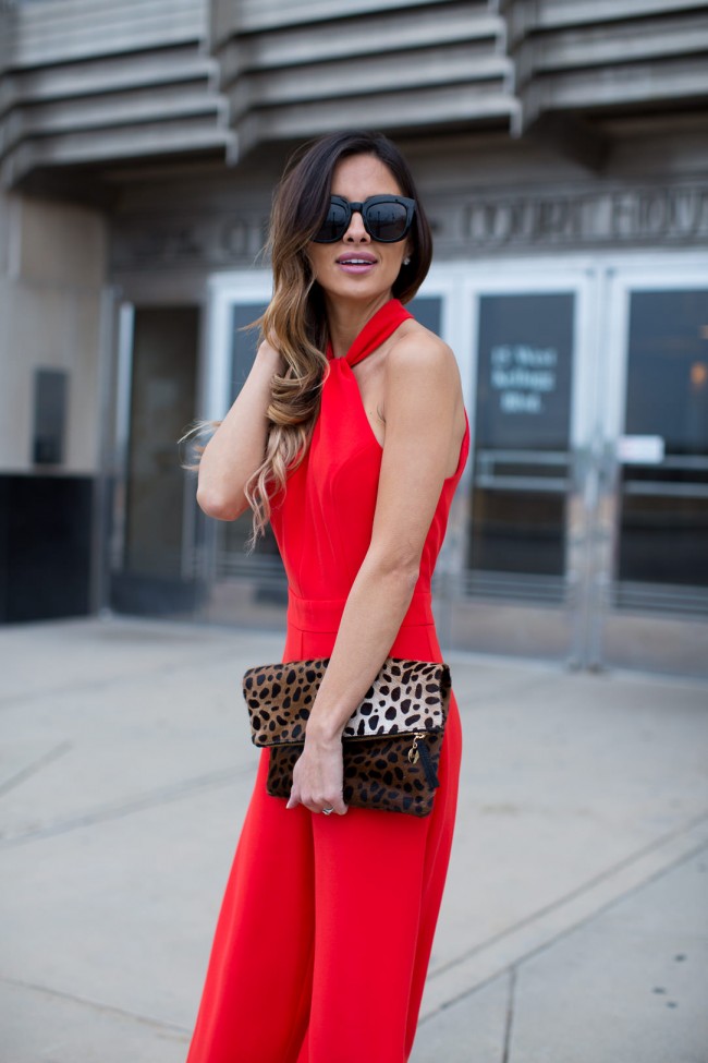 how to wear a red jumpsuit