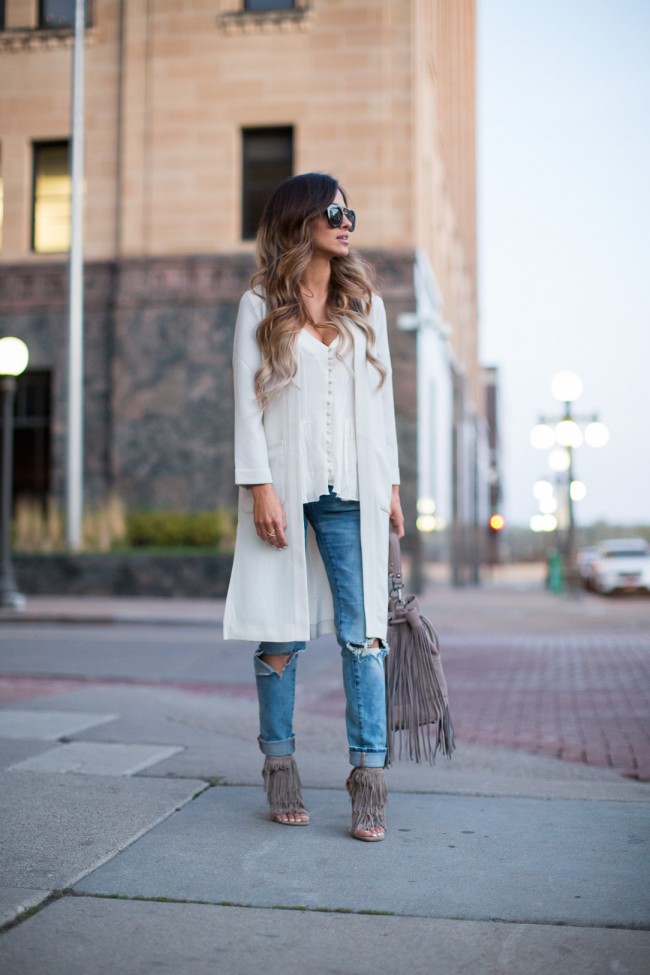 Fashion blogger fringe heels