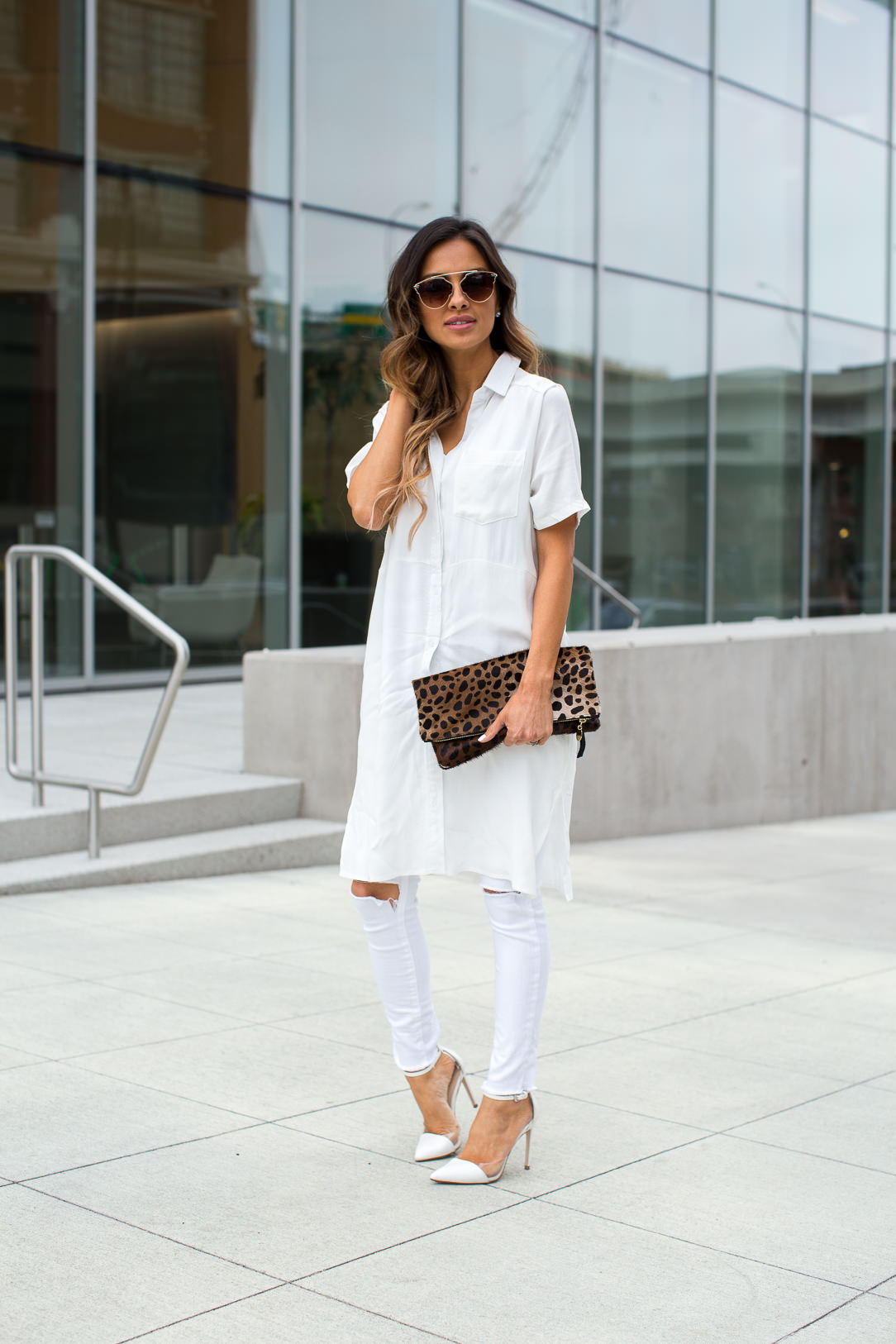 shirt dress and jeans