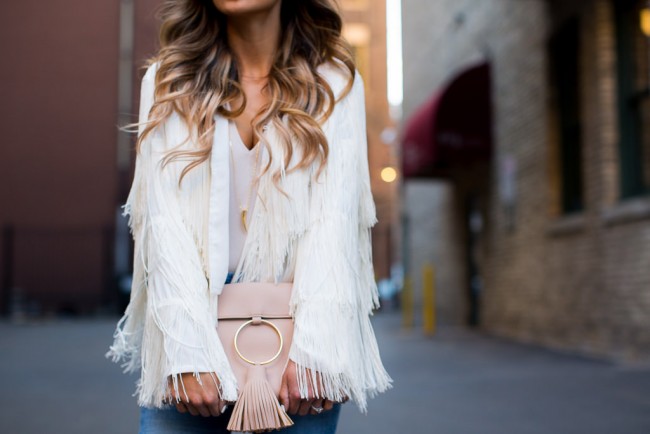 Mia Mia Mine fashion blogger wearing a fringe jacket 