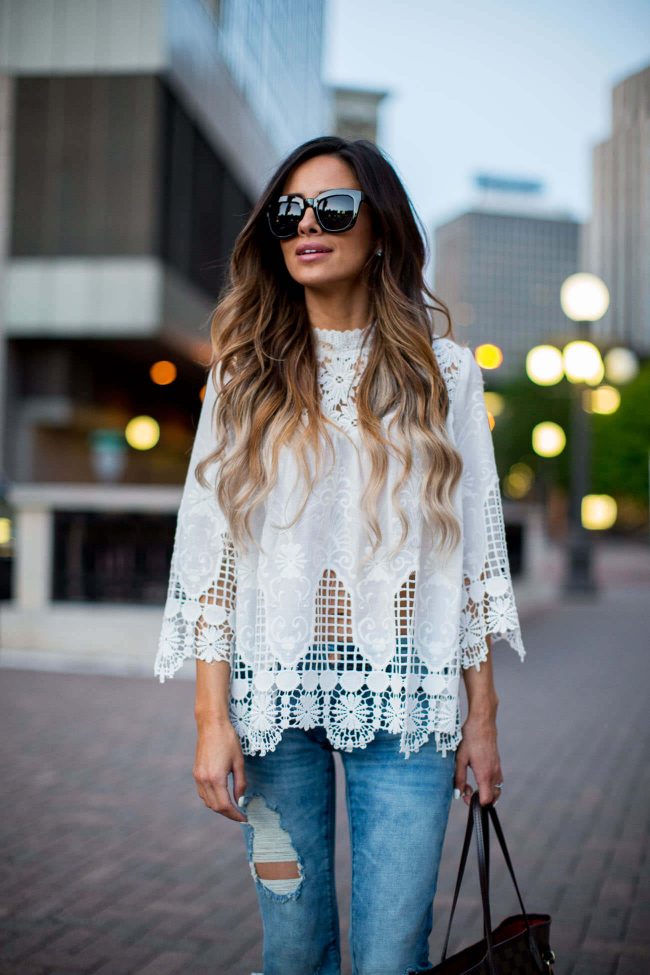 minnesota fashion blogger mia mia mine in a white lace top from shopbop and free people sunglasses