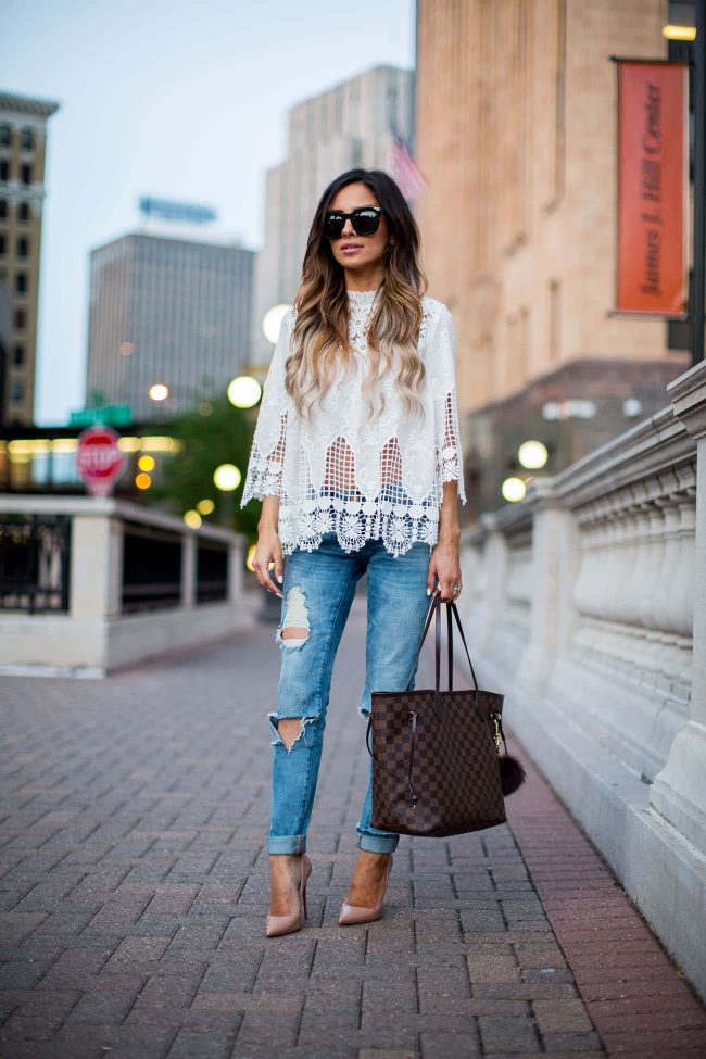 minnesota fashion blogger mia mia mine in a white lace top from shopbop