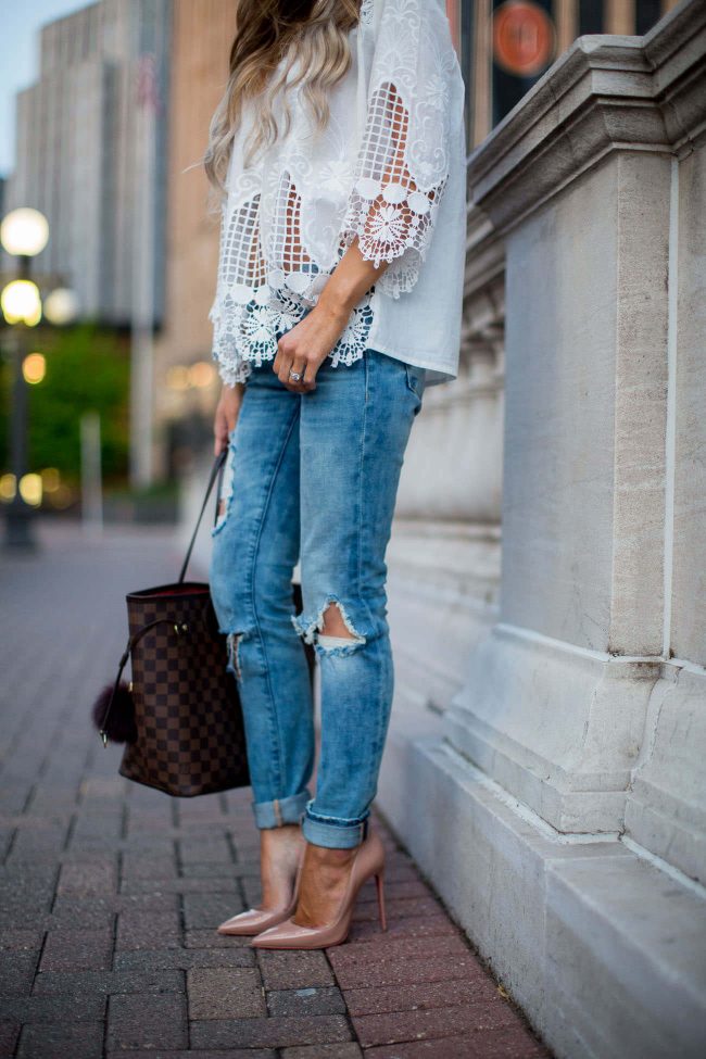 fashion blogger mia mia mine in blanknyc jeans and christian louboutin so kate heels