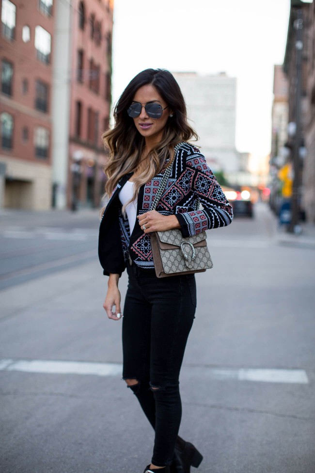 fashion blogger mia mia mine in an embroidered jacket from asos 