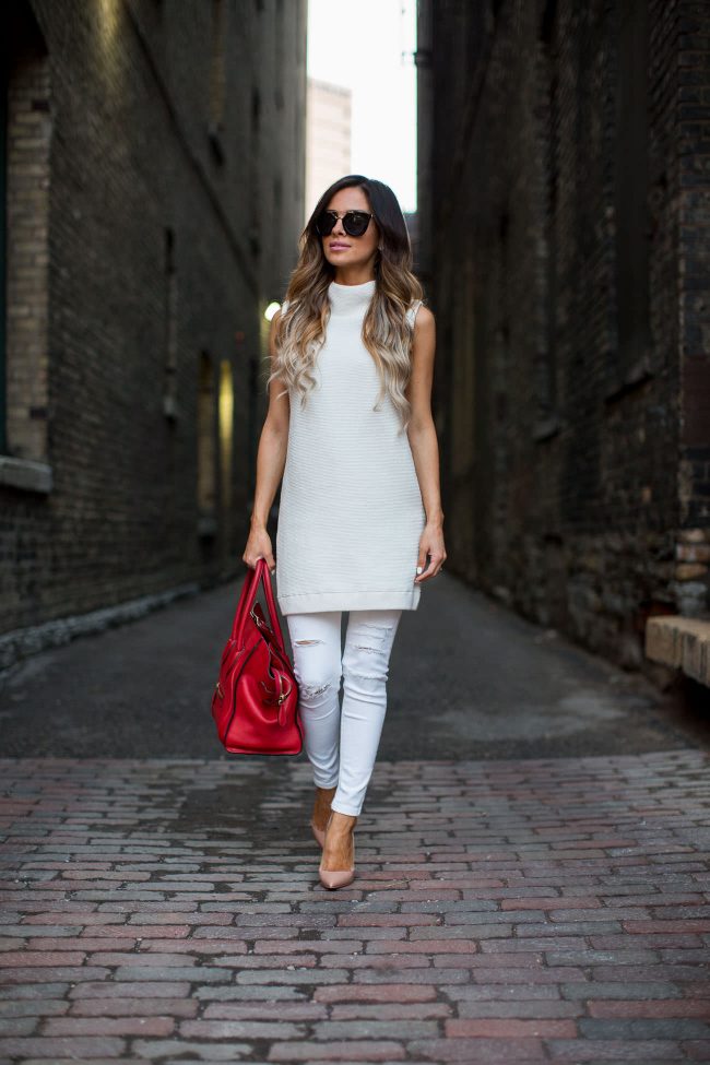 Fashion blogger mia mia mine wearing a free people tunic from shopbop and a celine bag