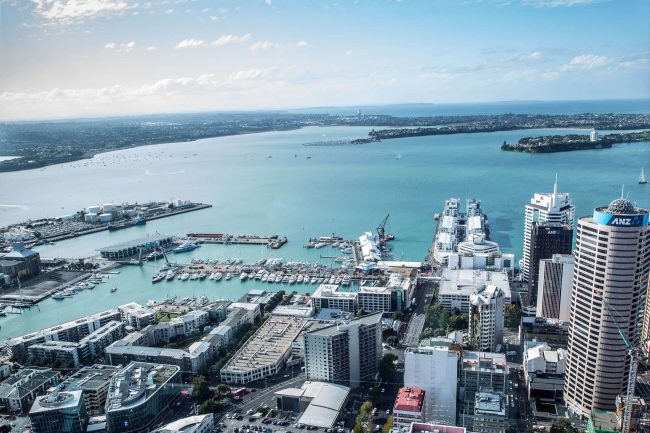 sky tower view in auckland new zealand