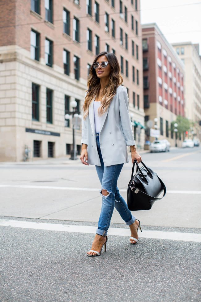 fashion blogger mia mia mine in a topshop blazer and levis jeans