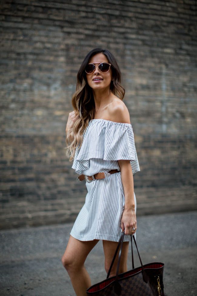 Fashion blogger mia mia mine in a striped dress from nordstrom