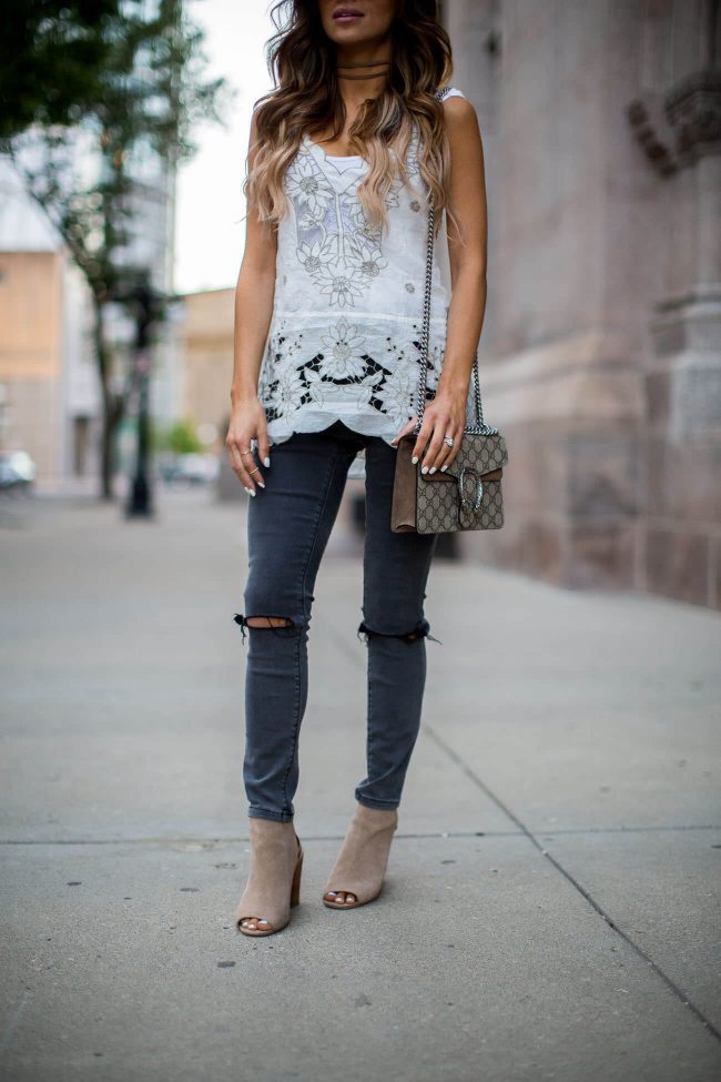 mia mia mine in asos gray jeans and a free people tank top