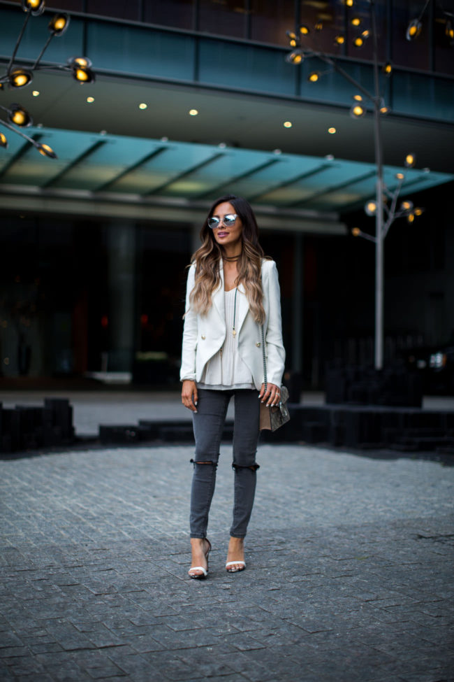 fashion blogger mia mia mine in gray skinny jeans from asos