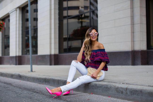 fashion blogger mia mia mine wearing hot pink heels from nordstrom