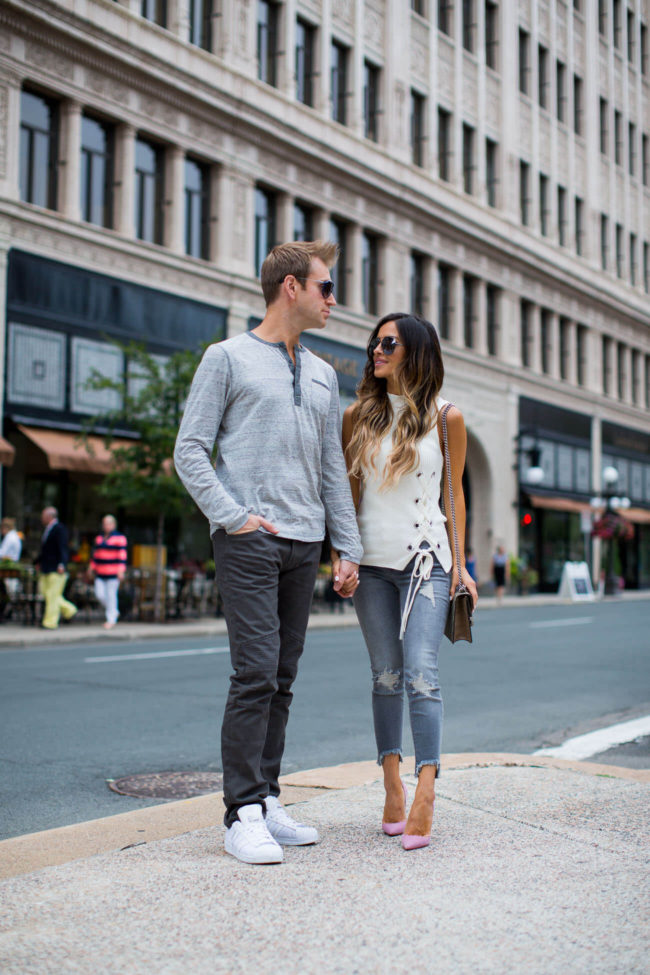 fashion blogger mia mia mine and husband in express jeans