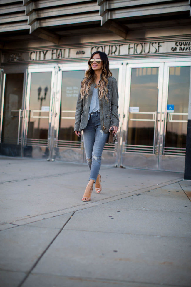 mia mia mine in a sanctuary studded jacket and nordstrom gray tee