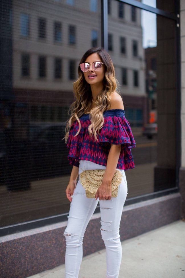 fashion blogger mia mia mine wearing a pink crop top from shopbop and pink heels from nordstrom