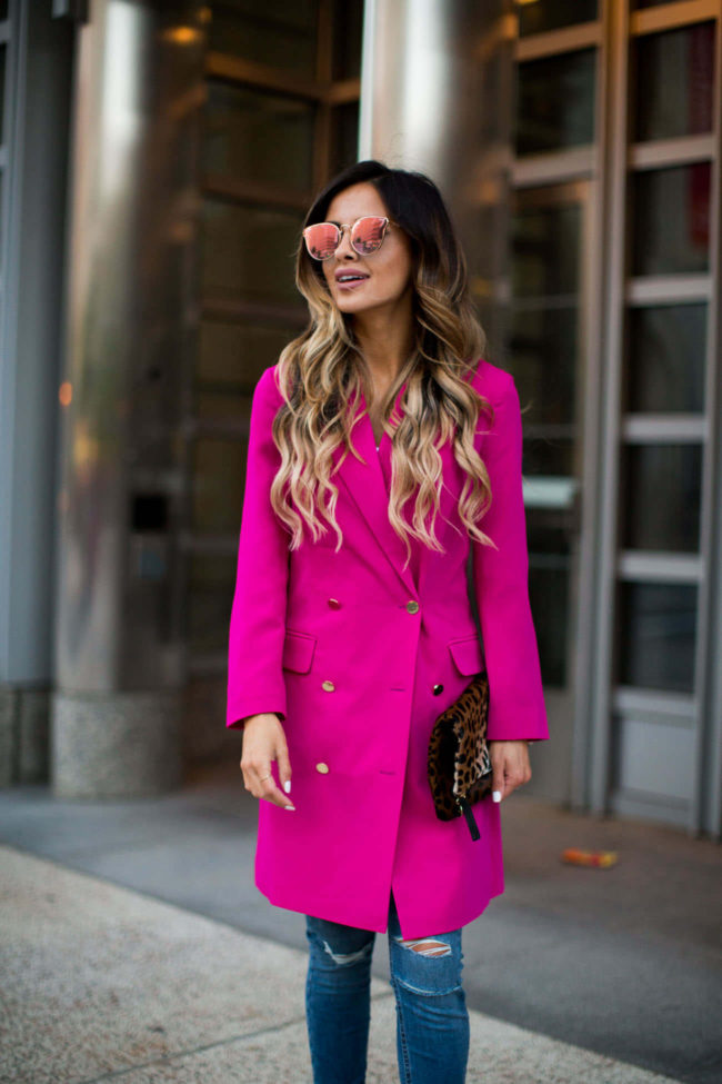 fashion blogger mia mia mine in a bright pink outfit from nordstrom