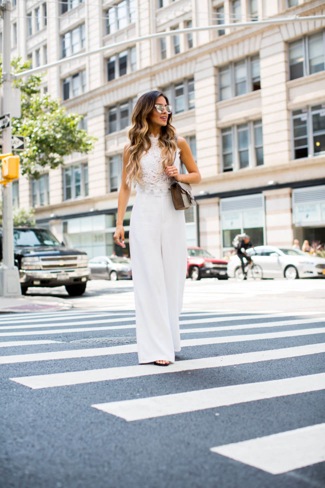 maria vizuete in a white outfit for nyfw 2016