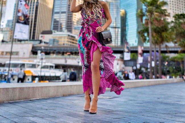fashion blogger mia mia mine wearing a sydney designer camilla dress in sydney australia