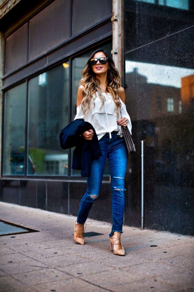 fashion blogger mia mia mine wearing an ella moss top and ag jeans from nordstrom