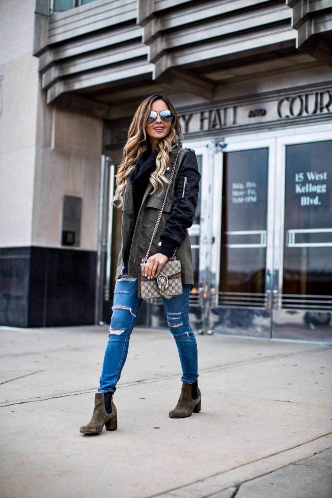 Fashion blogger mia mia mine wearing an express jacket on Black Friday 2016
