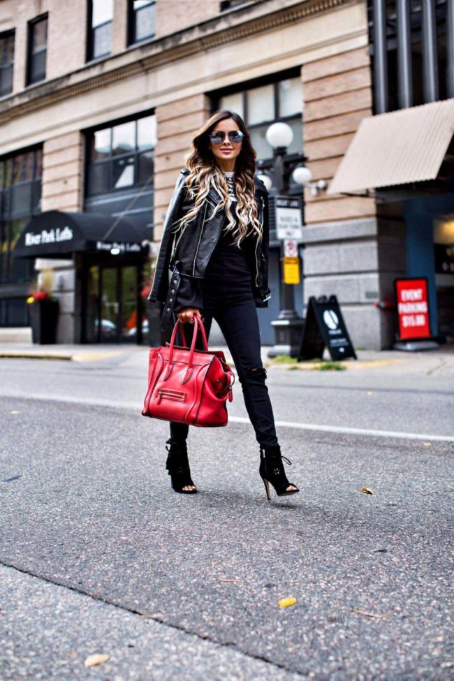 mn fashion blogger mia mia mine wearing a leather jacket from nordstrom