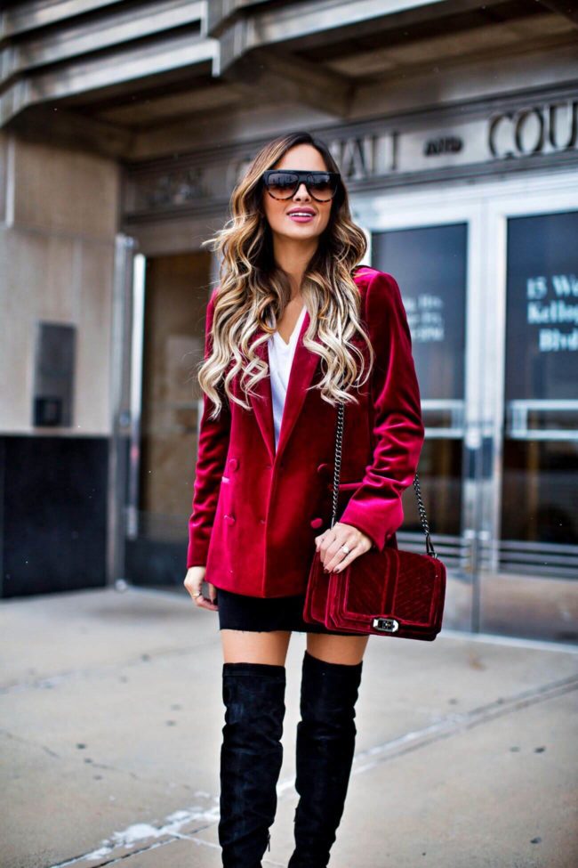 minnesota fashion blogger mia mia mine wearing a velvet blazer from nordstrom