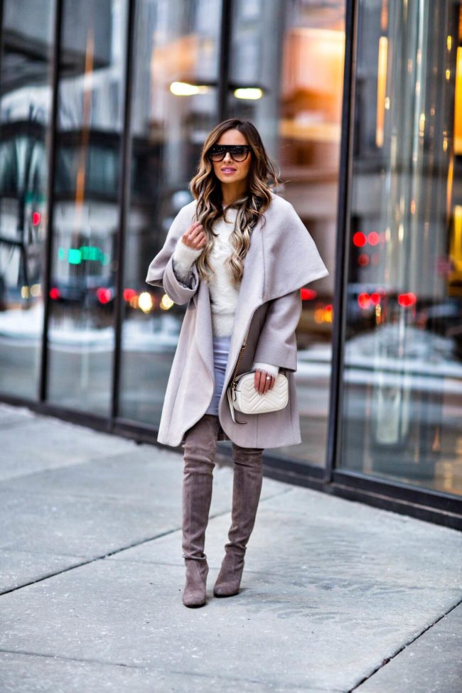 fashion blogger mia mia mine wearing a t tahari coat from nordstrom and stuart weitzman over-the-knee boots