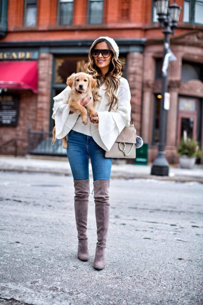 mn fashion blogger mia mia mine with golden retriever puppy in st. paul mn
