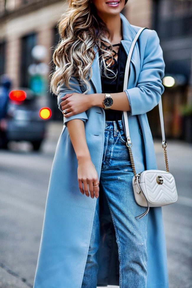 fashion blogger mia mia mine wearing a cluse la boheme watch