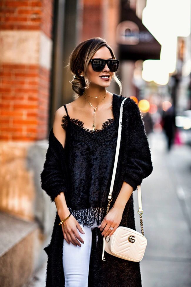 fashion blogger mia mia mine wearing a vanessa mooney choker and a gucci marmont bag
