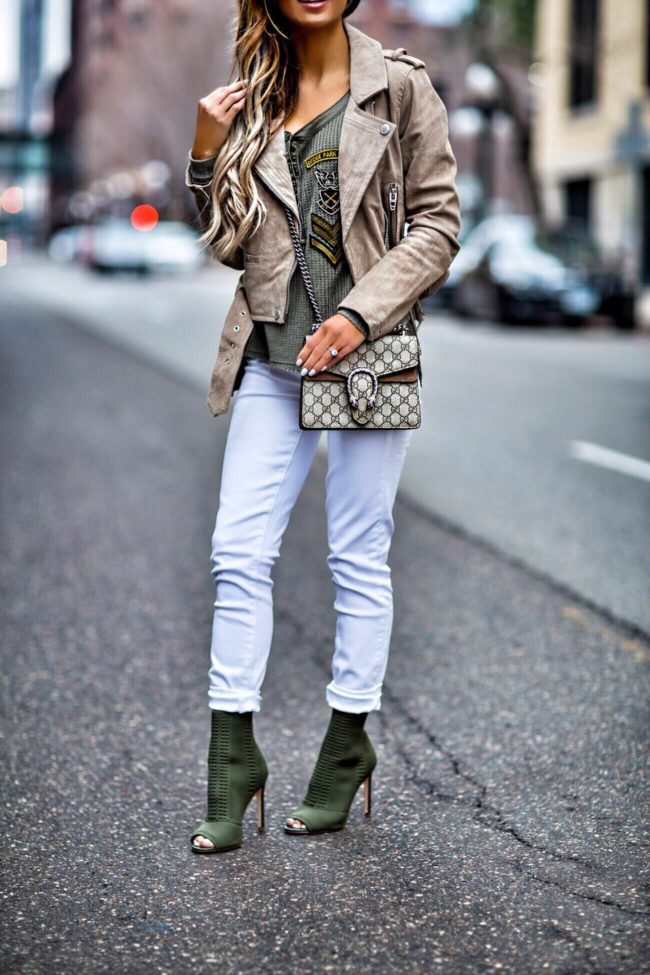 fashion blogger mia mia mine wearing gucci dionysus bag and white paige jeans from nordstrom