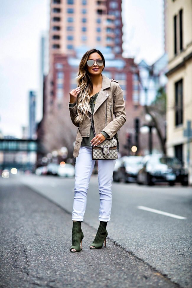 fashion blogger mia mia mine wearing a blanknyc suede moto jacket from revolve and steve madden booties from nordstrom