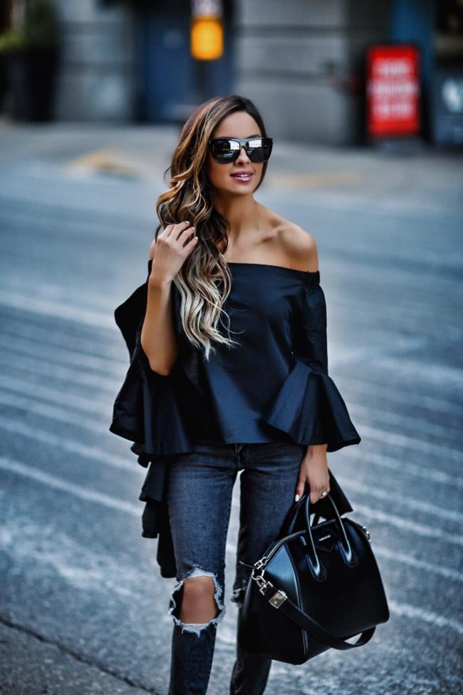fashion blogger mia mia mine wearing a givenchy antigona bag and saint laurent sunglasses