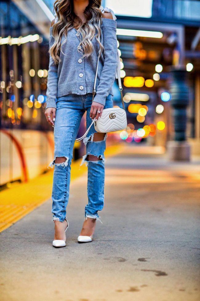fashion blogger mia mia mine wearing lovers + friends jeans from revolve and white heels