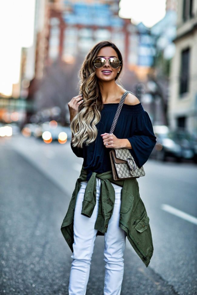 fashion blogger mia mia mine wearing a bailey44 off-the-shoulder top from stitch fix