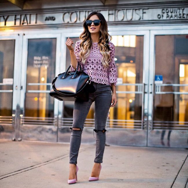 mn fashion blogger mia mia mine wearing a pink crochet top from shopbop buy more save more event