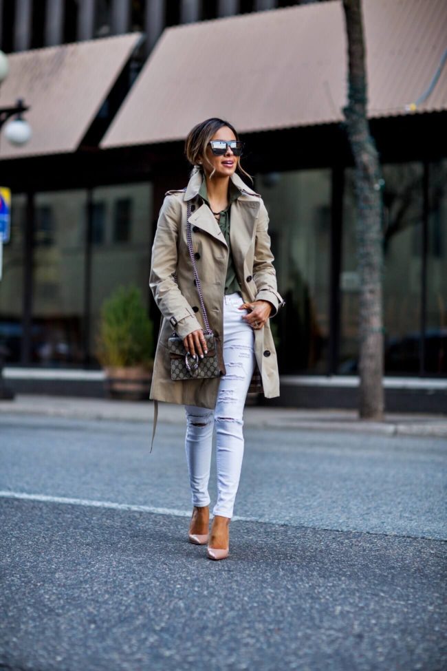 mn fashion blogger mia mia mine wearing a burberry sandringham trench coat and a gucci dionysus bag
