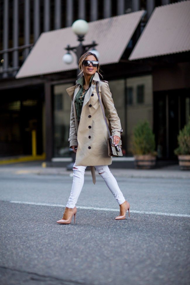 mn fashion blogger mia mia mine wearing a burberry trench coat and christian louboutin so kate heels