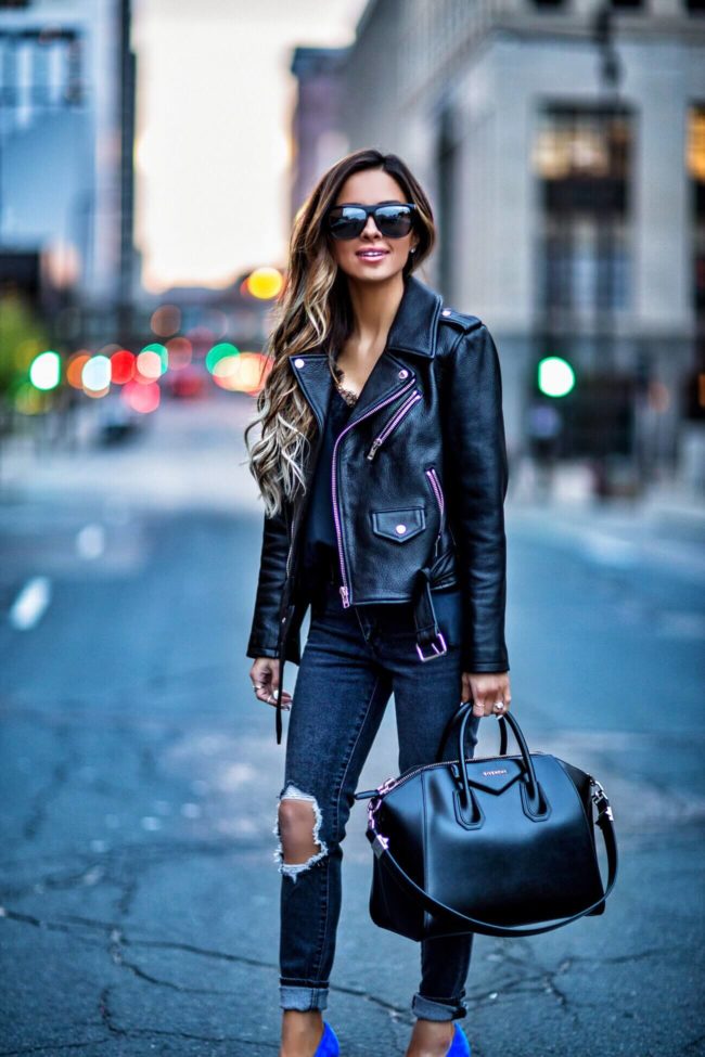 fashion blogger mia mia mine wearing saint laurent sunglasses and a givenchy antigona bag from nordstrom