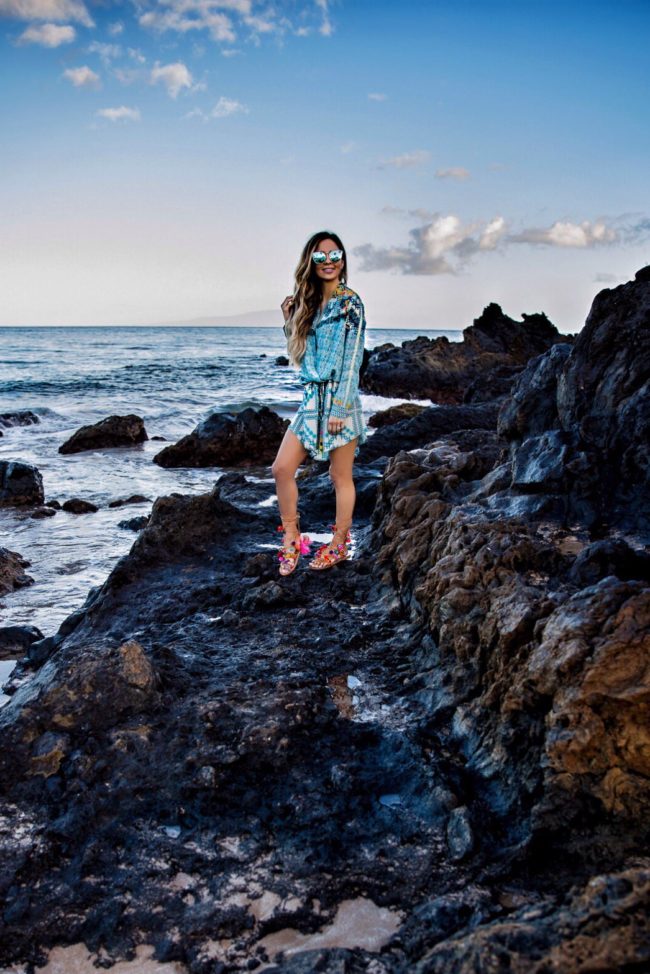 fashion blogger mia mia mine wearing a beach coverup from shopbop
