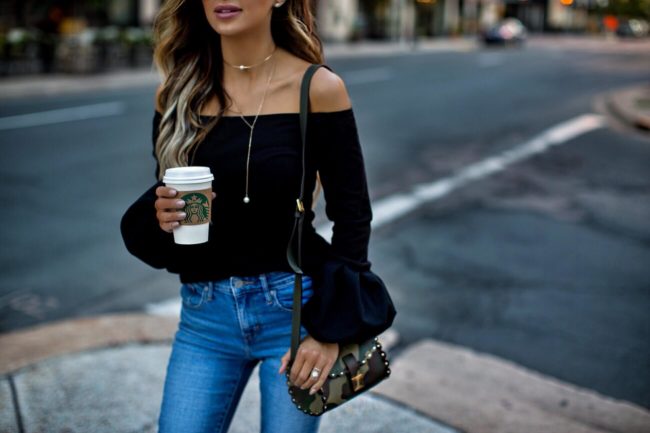fashion blogger mia mia mine wearing a lariat choker necklace from bloomingdale's