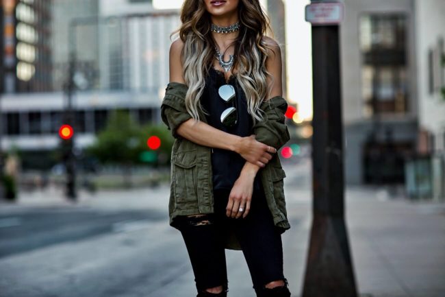 fashion blogger mia mia mine wearing a topshop utility jacket and desi perkins by quay sunglasses 