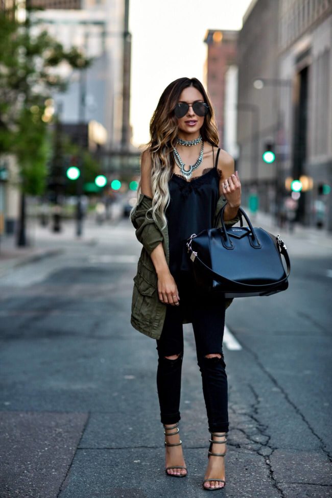 fashion blogger mia mia mine wearing a givenchy bag and a topshop utility jacket from nordstrom