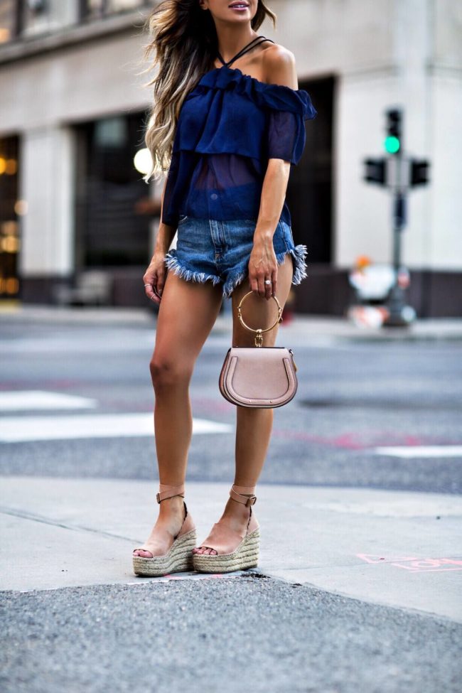 fashion blogger mia mia mine wearing chloe wedges and a chloe nile bag
