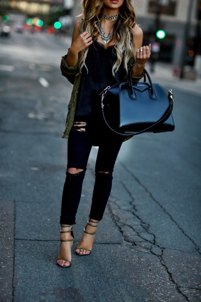 fashion blogger mia mia mine wearing black ripped jeans and public desire heels