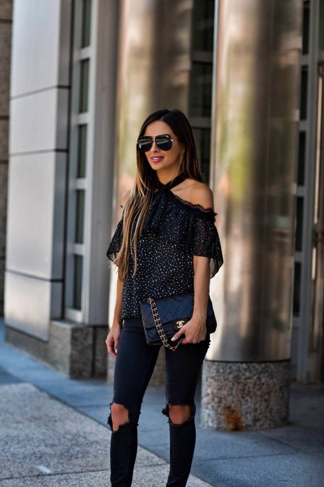 fashion blogger mia mia mine wearing beauty works hair extensions