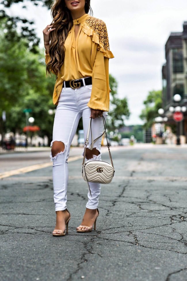 fashion blogger mia mia mine wearing a gucci belt and marmont bag