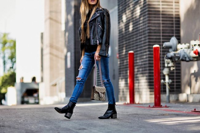 fashion blogger mia mia mine wearing studded leather booties by dolce vita from bloomingdale's